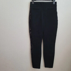 Spanx Women's Ponte Pant Size S Black Solid Sequin Trim Rayon Pockets Pull On